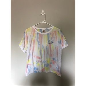 Tie Dye Short Sleeved VS Pink Crop Top
